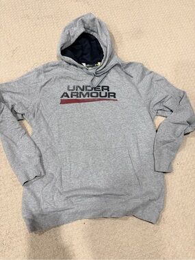 LG Gray Pullover Hoodie with Black and Red Logo